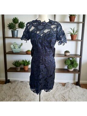 JS COLLECTIONS Blue Floral Cutout Dress Size 4 NEW New with tags